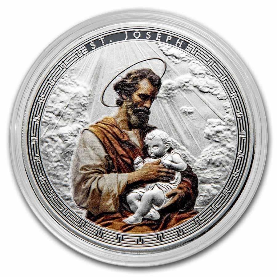 2025 Ghana 1 oz Silver Patron Saints St. Joseph (Colorized)