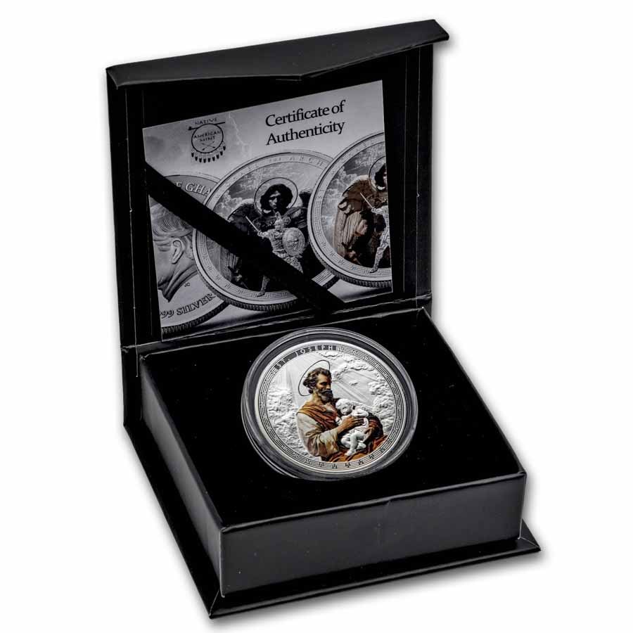2025 Ghana 1 oz Silver Patron Saints St. Joseph (Colorized)