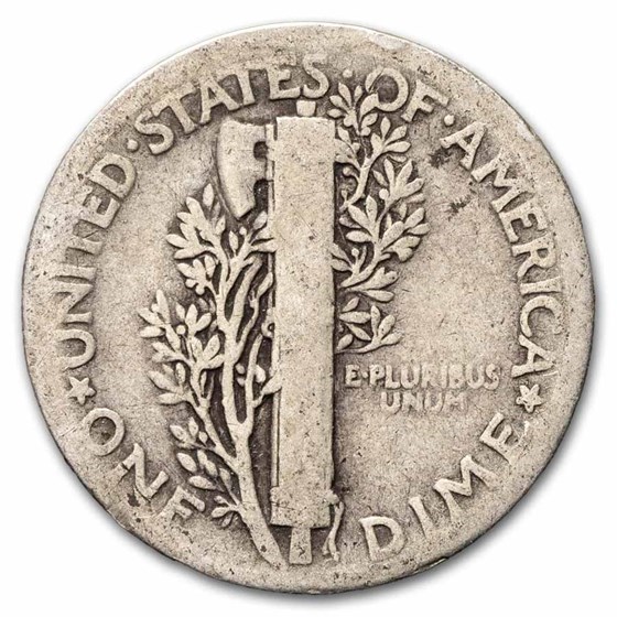 1924 Mercury Dime 50-Coin Roll Avg Circ
