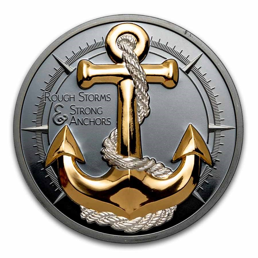 2025 Cook Islands 2 oz Silver Anchor Rough Storms Black Proof