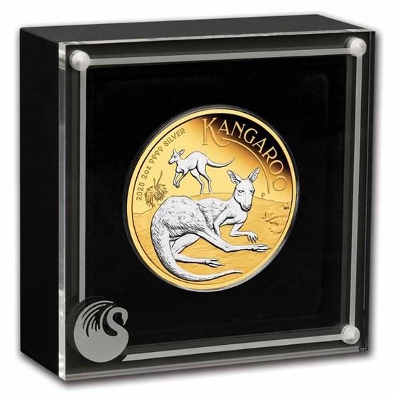 2025 Australia 2 oz Silver Kangaroo Proof (Reverse Gilded)