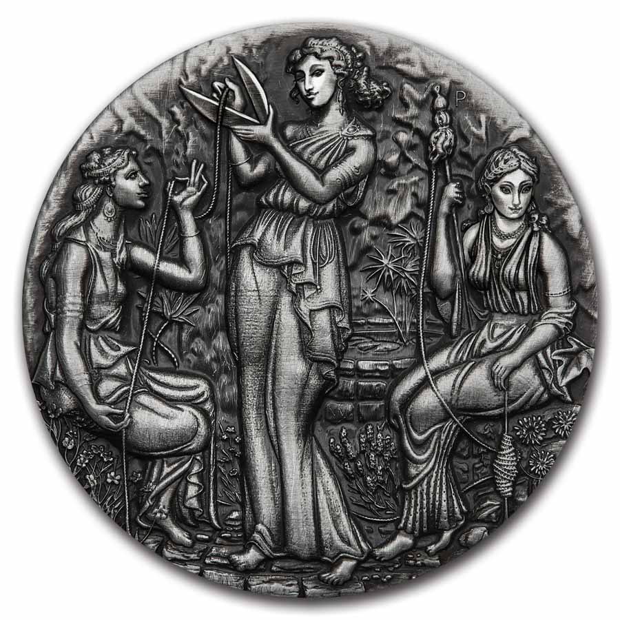 2025 AUS 2 oz Silver Fate The Moirai Antiqued &amp; High Relief (Box)