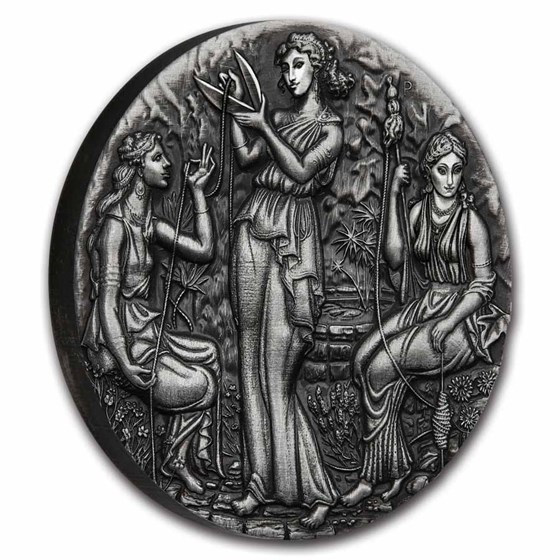 2025 AUS 2 oz Silver Fate The Moirai Antiqued &amp; High Relief (Box)