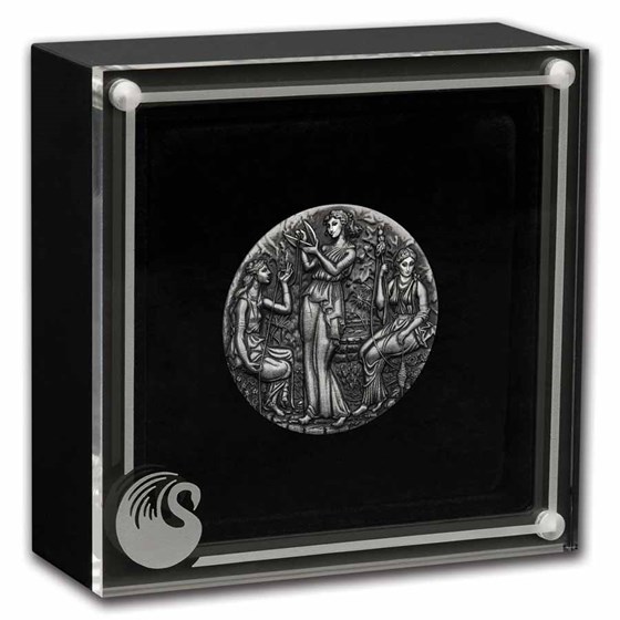 2025 AUS 2 oz Silver Fate The Moirai Antiqued &amp; High Relief (Box)