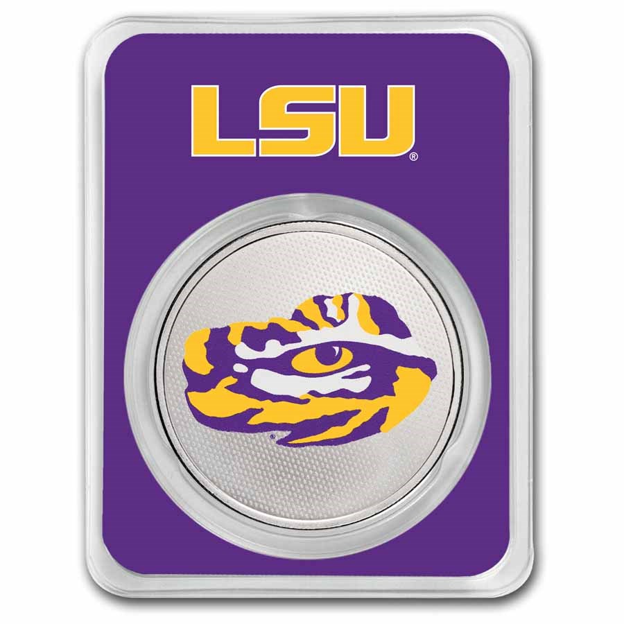 Louisiana State University 1 oz Silver Colorized Round (in TEP)