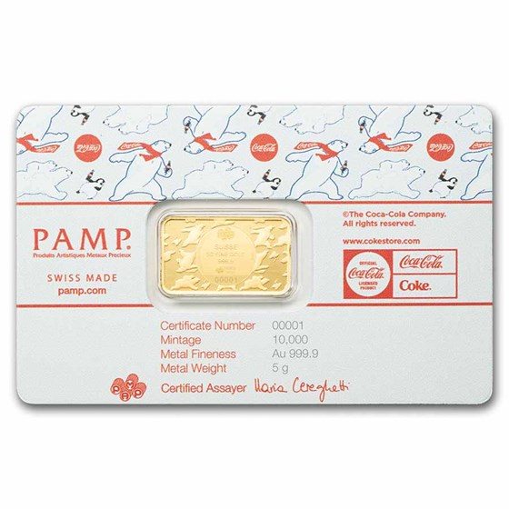 5 gram Gold Bar - PAMP Coca-Cola® Polar Bear &amp; Friends