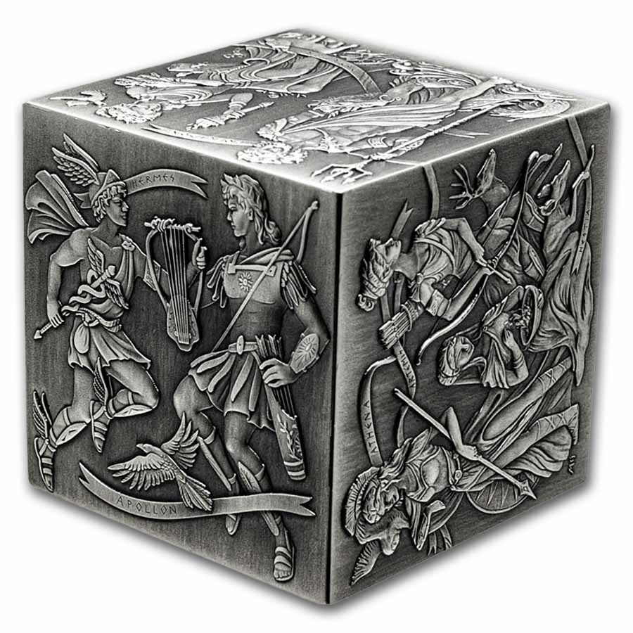 2025 Burundi 1 kilo Silver Antique Greek Gods Cube Shaped Coin