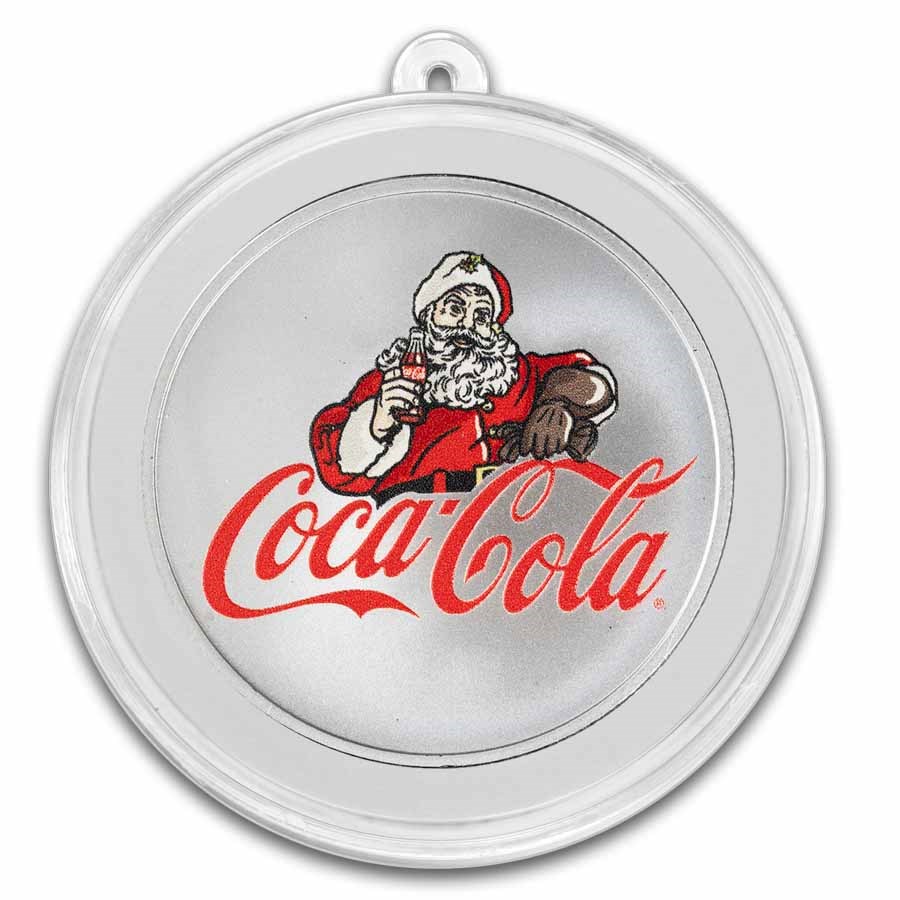 Coca-Cola® 1 oz Silver Holiday Round in Ornament Capsule Coca-Cola® 1 oz Silver Holiday Round in Ornament Capsule