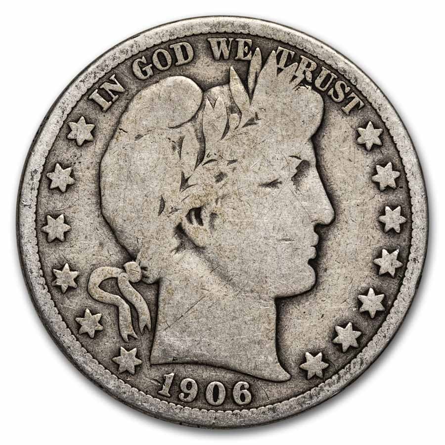 1906 Barber Half Dollar 20-Coin Roll Avg Circ