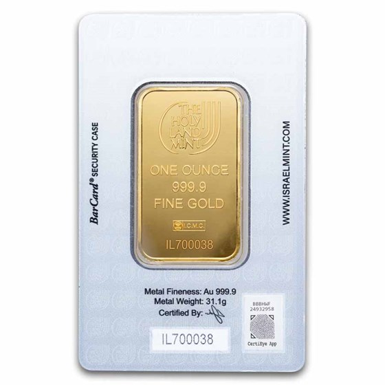 1 oz Gold Bar - Holy Land Mint Lion of Judah (In Assay)