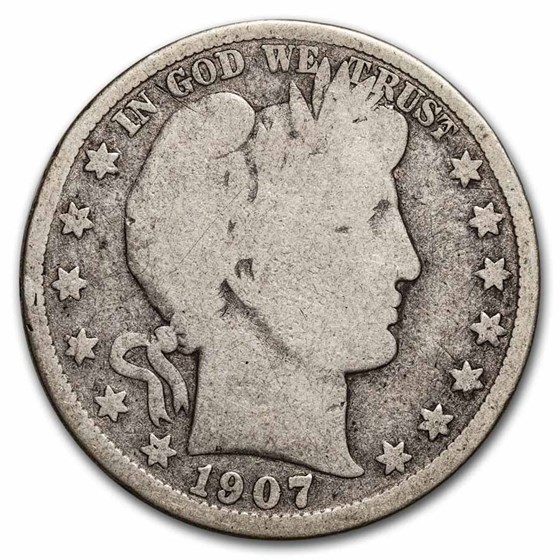 1907-D Barber Half Dollar 20-Coin Roll Avg Circ