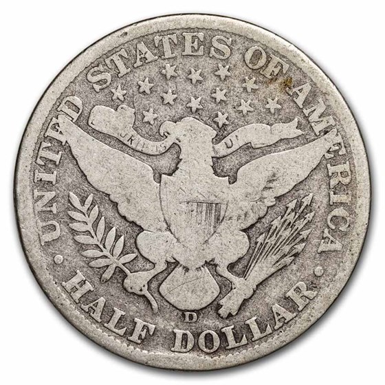 1907-D Barber Half Dollar 20-Coin Roll Avg Circ
