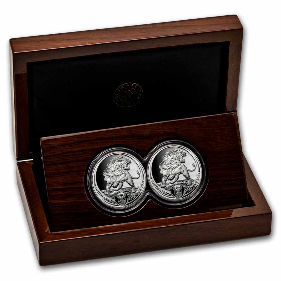 2025 South Africa 2-Coin Silver Big Five Lion Proof Set