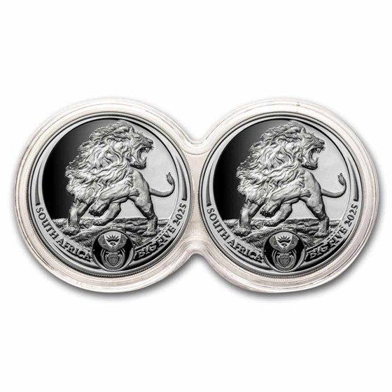 2025 South Africa 2-Coin Silver Big Five Lion Proof Set