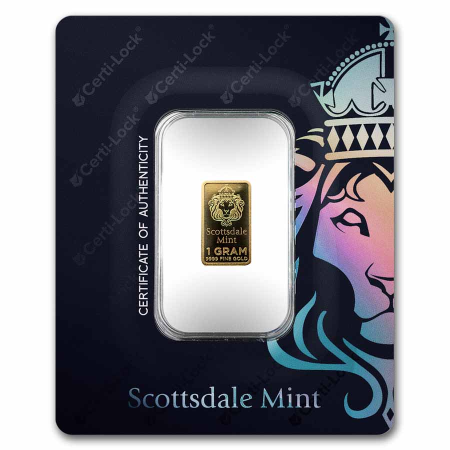 1 gram Gold Bar - Scottsdale Mint "Prepper Gold" in Certi-lock®
