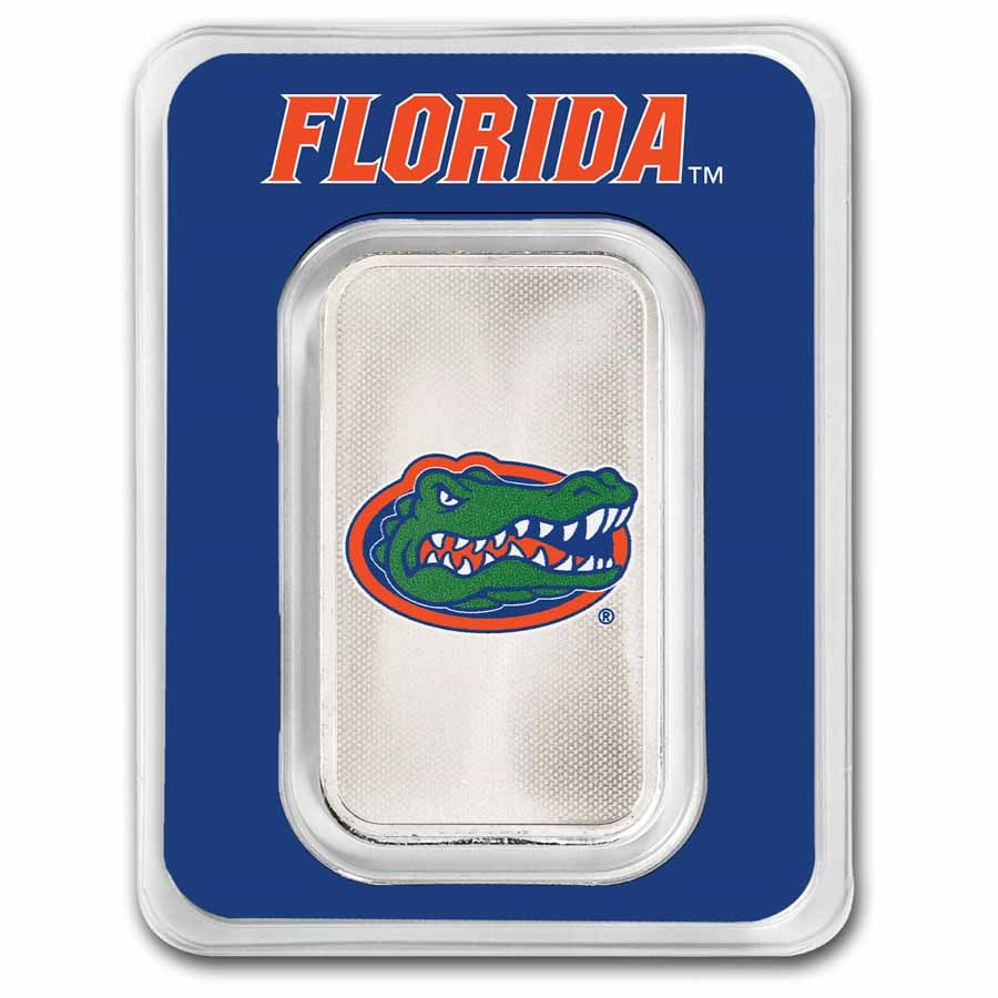 University of Florida 1 oz Silver Colorized Bar (in TEP)