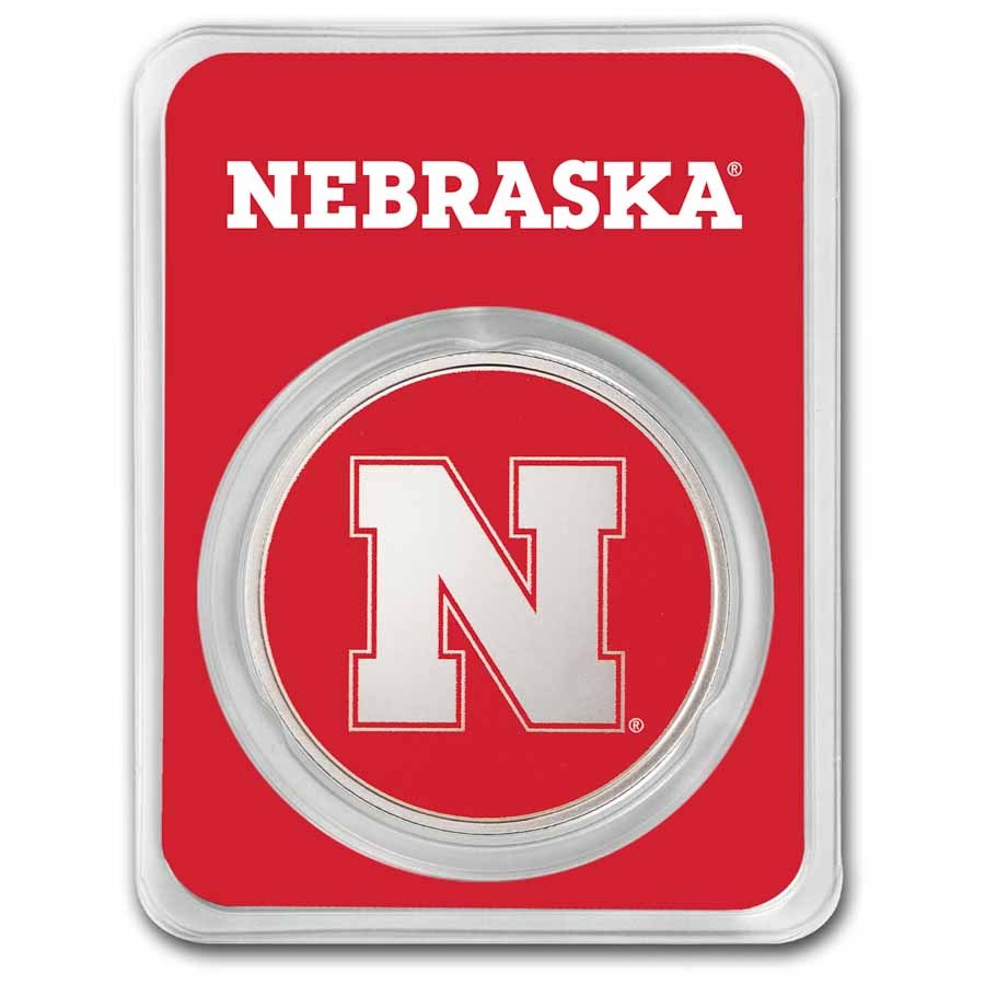 University of Nebraska 1 oz Silver Colorized Round (in TEP)