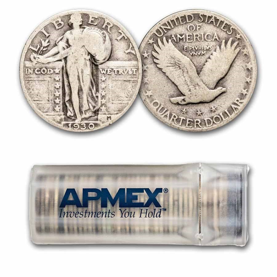 1930 Standing Liberty Quarter 40-Coin Roll Avg Circ