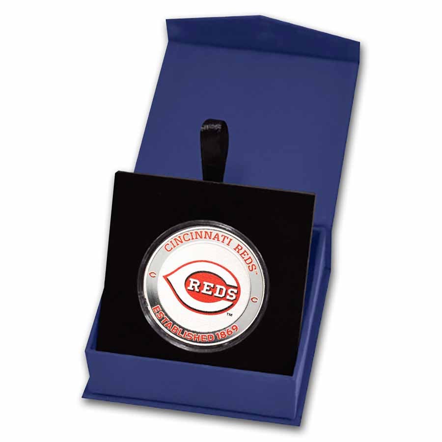 MLB Cincinnati Reds 1 oz Silver Colorized Round (w/ Box) MLB Cincinnati Reds 1 oz Silver Colorized Round (w/ Box)