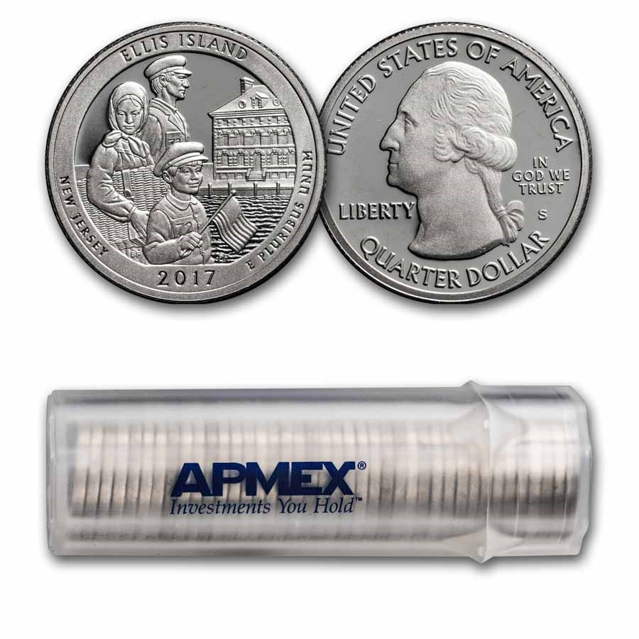 2017-S ATB Quarter Ellis Island 40-Coin Roll Proof (Silver)