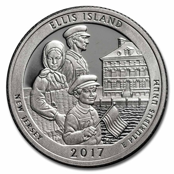 2017-S ATB Quarter Ellis Island 40-Coin Roll Proof (Silver)