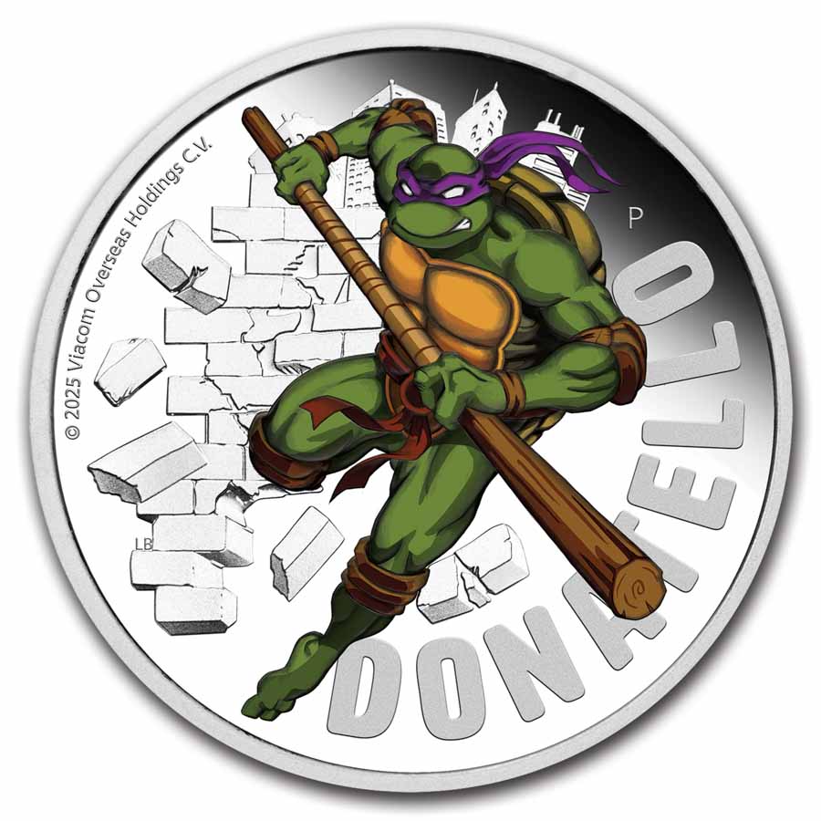 2025 TUV 1 oz Silver Colorized TMNT Donatello Proof (Box)