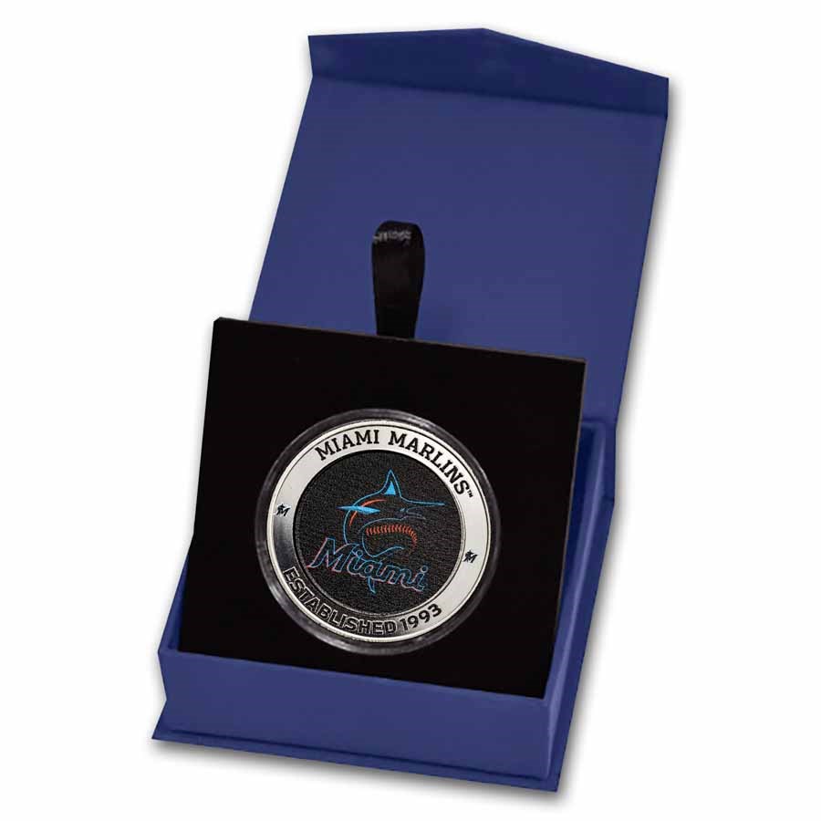 MLB Miami Marlins 1 oz Silver Colorized Round (w/ Box)