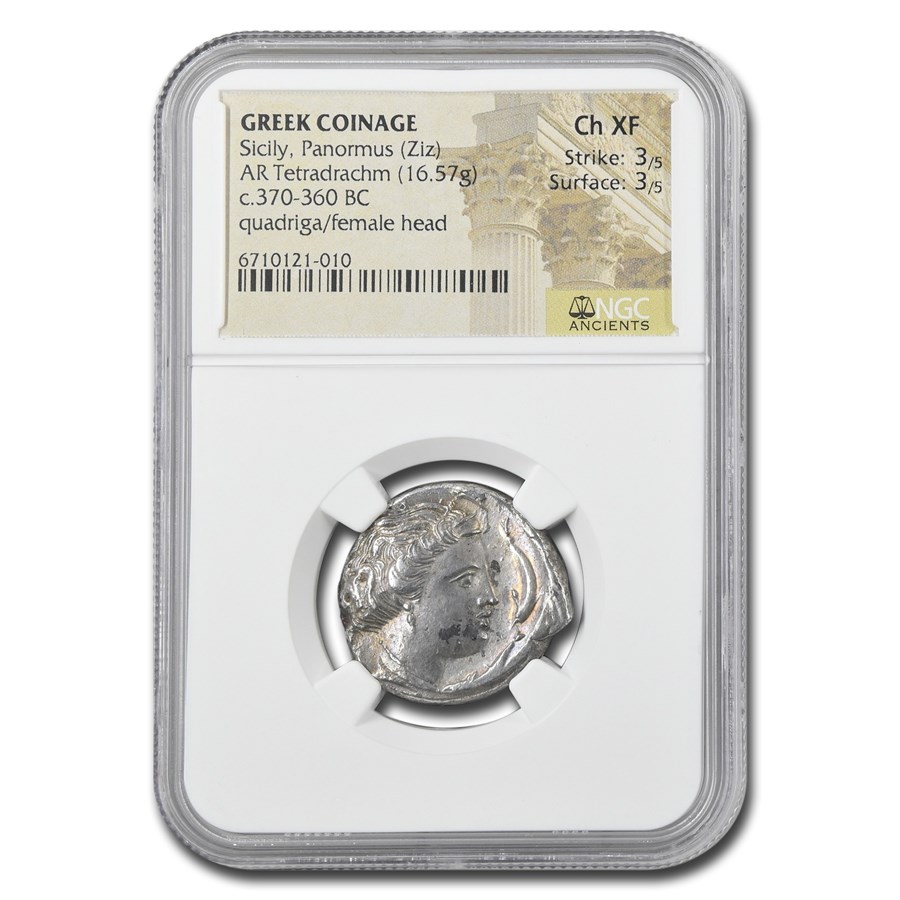Sicily Panormus Silver Tetradrachm (370-360 BC) Ch XF NGC (3/3)