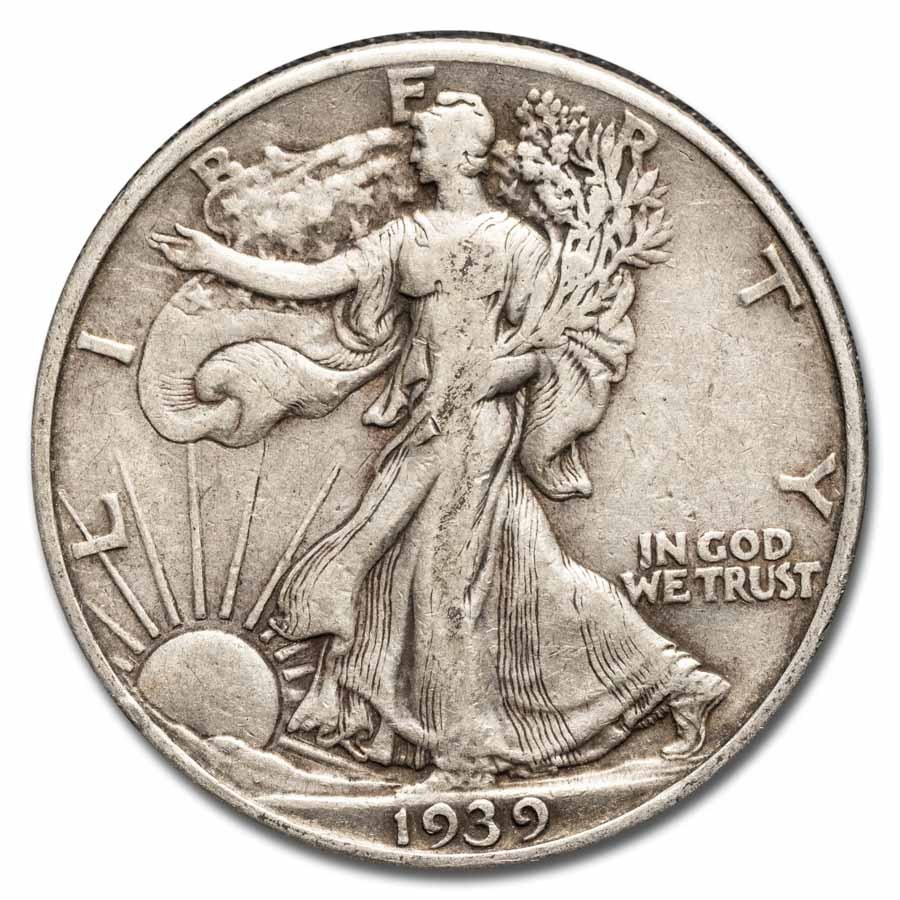 1939 Walking Liberty Halves 20-Coin Roll Avg Circ