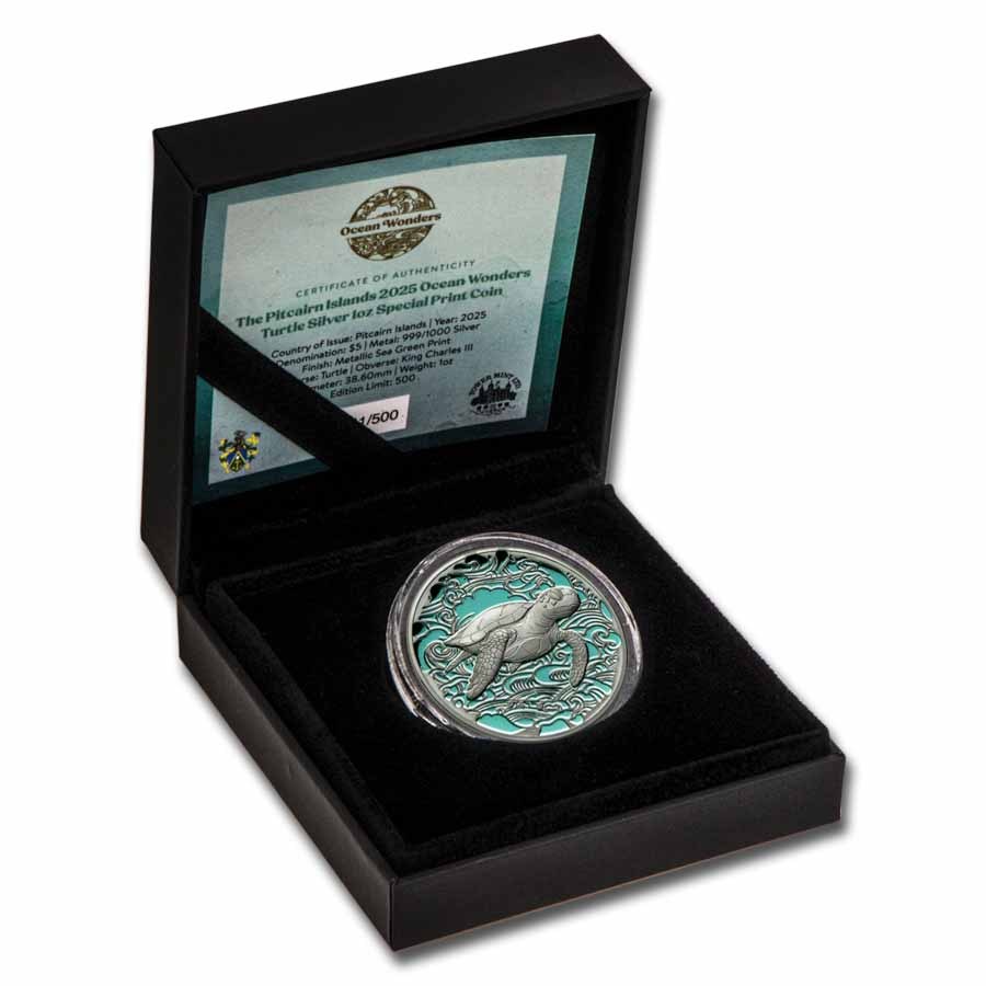2025 Pitcairn Islands 1 oz Silver Ocean Wonders: Turtle