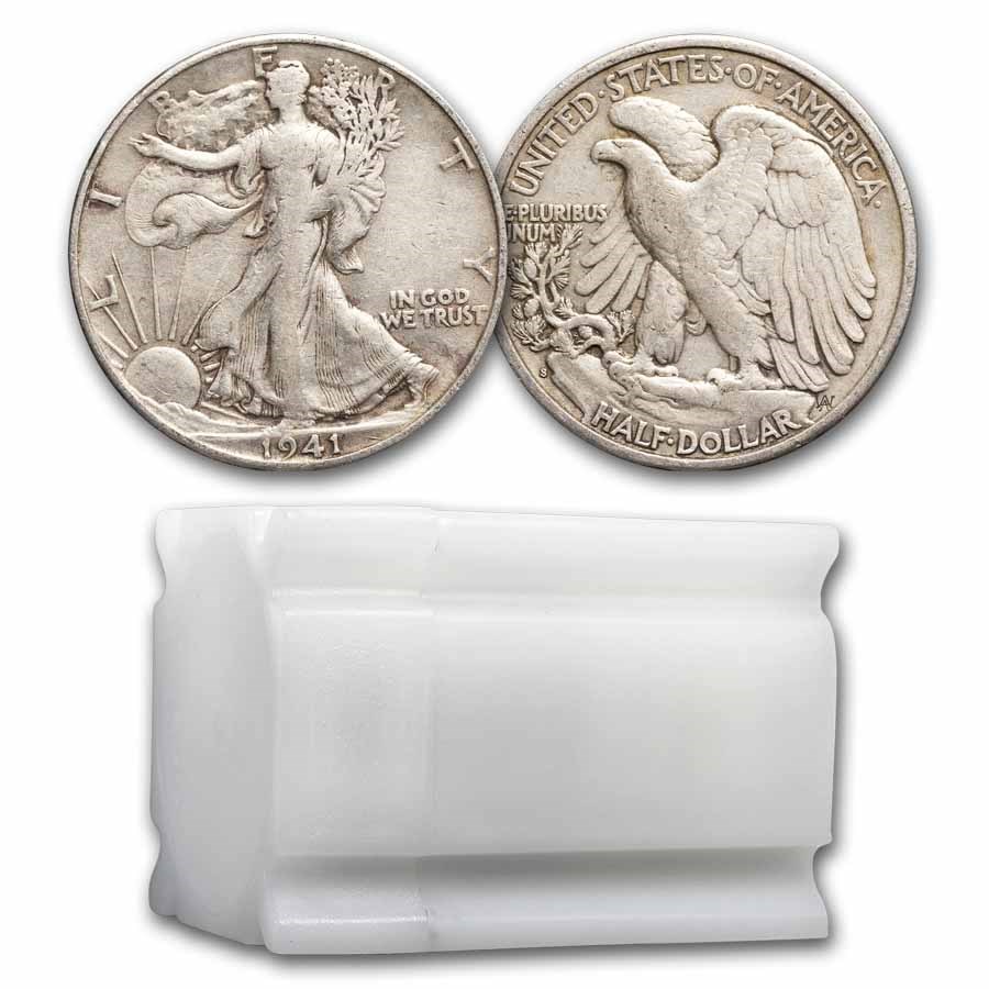 1941-S Walking Liberty Halves 20-Coin Roll Avg Circ