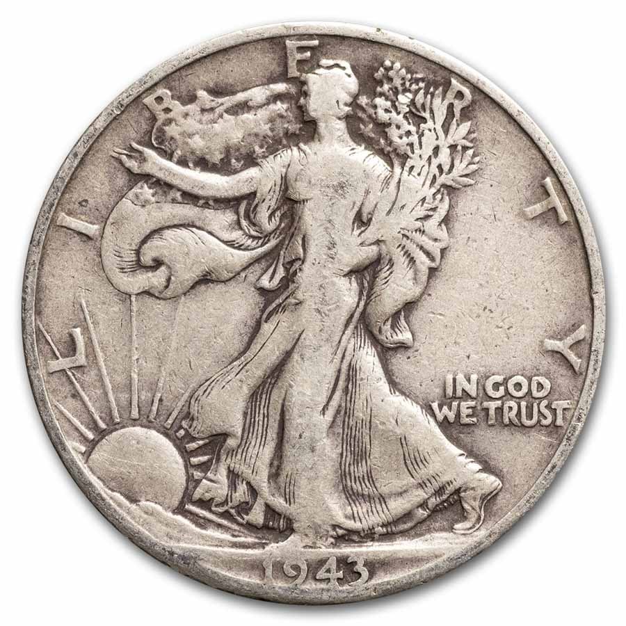 1943-D Walking Liberty Halves 20-Coin Roll Avg Circ