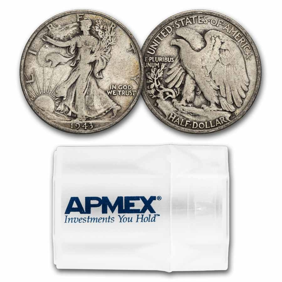 1943-S Walking Liberty Halves 20-Coin Roll Avg Circ