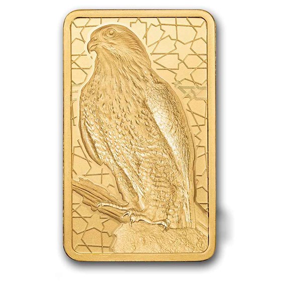 5 gram Gold Bar - PAMP Arabian Falcon (w/Assay &amp; Frame)