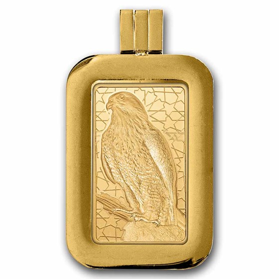 5 gram Gold Bar - PAMP Arabian Falcon (w/Assay &amp; Frame)