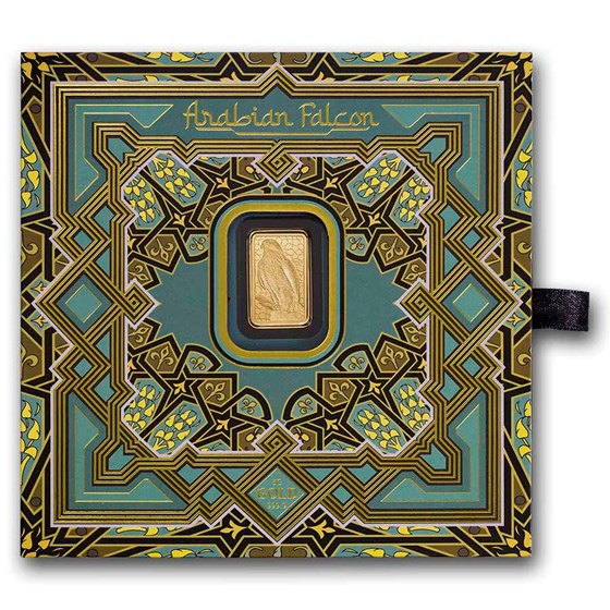 5 gram Gold Bar - PAMP Arabian Falcon (w/Assay &amp; Frame)