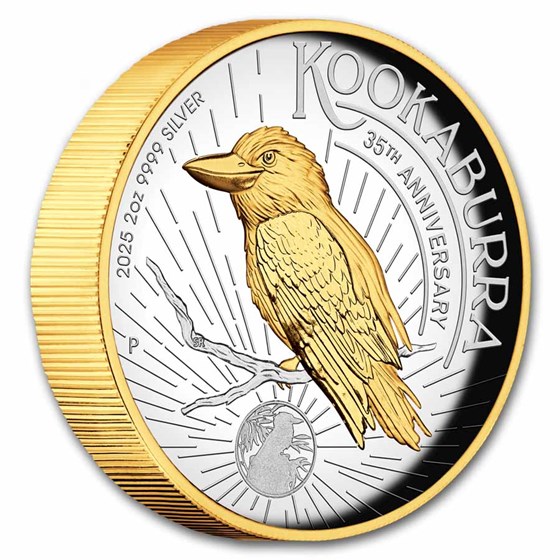 2025 AUS 2 oz Silver Gilded Australian Kookaburra Proof (HR)