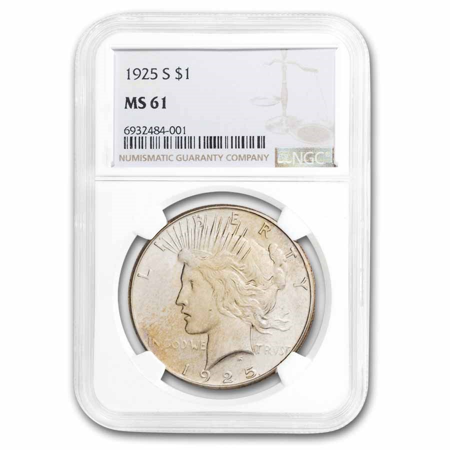 1925-S Peace Dollar MS-61 NGC