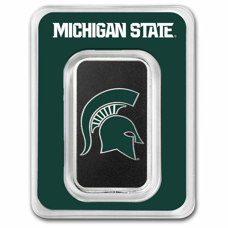 Michigan State University 1 oz Silver Colorized Bar (in TEP)