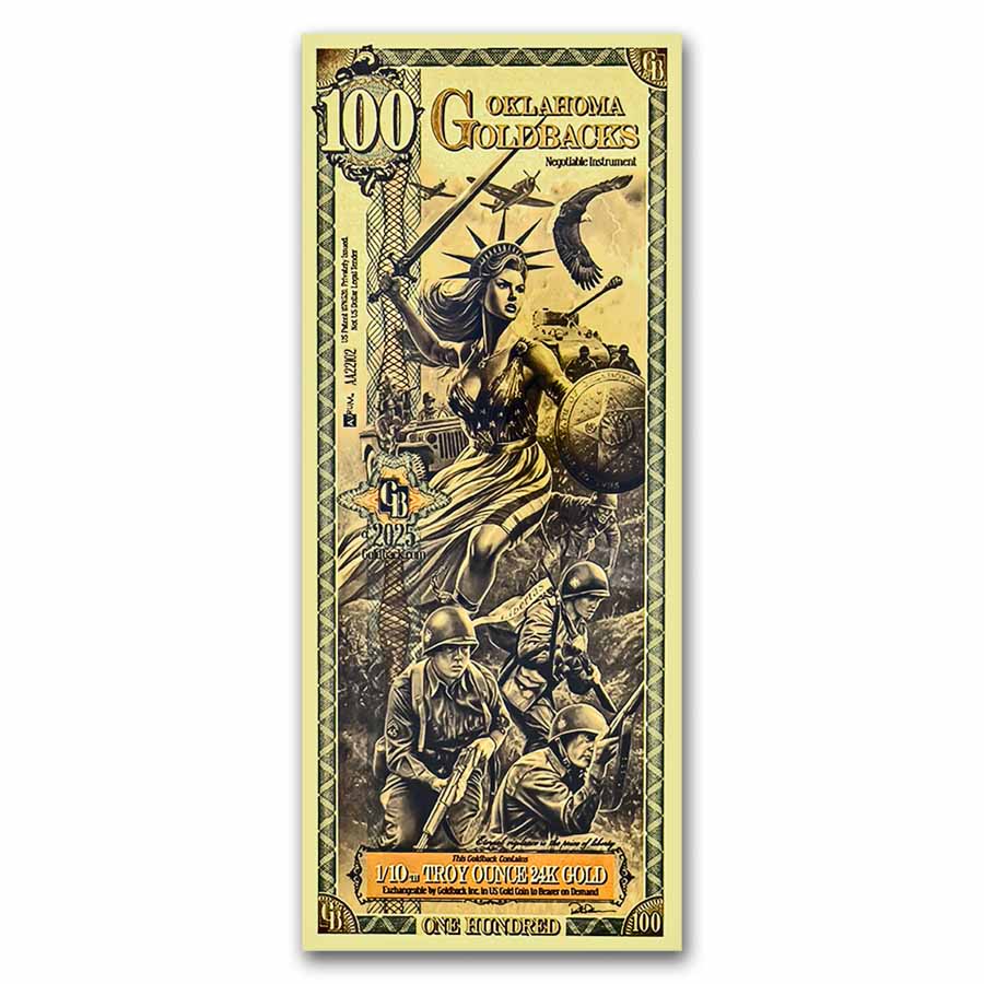 100 Oklahoma Goldback - Aurum Gold Foil Note (24k)