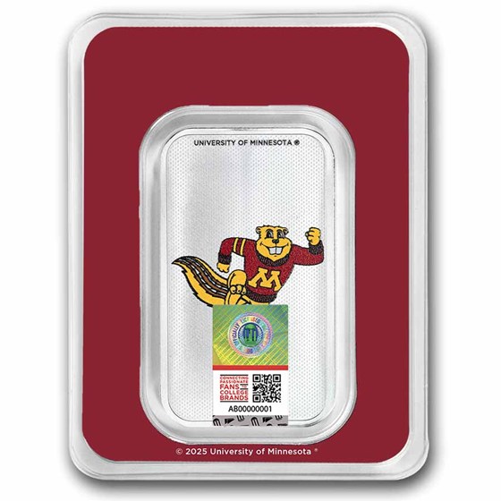 University of Minnesota 1 oz Silver Colorized Bar (in TEP)