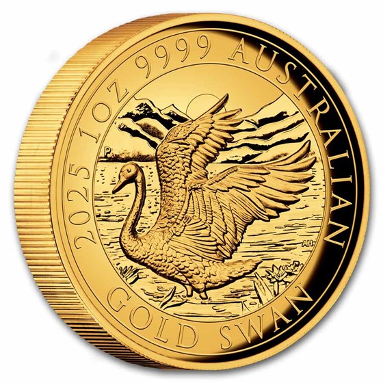 2025 Australia 1 oz Gold Swan Proof (HR, w/Box &amp; COA)