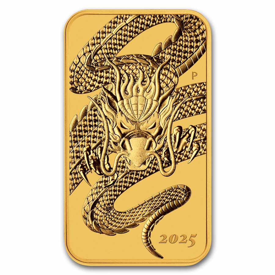 2025 Australia 1 oz Gold Dragon Rectangular Coin BU