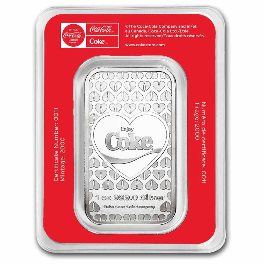 Coca-Cola® 1 oz Silver Enjoy Coke® Colorized Bar (in TEP)