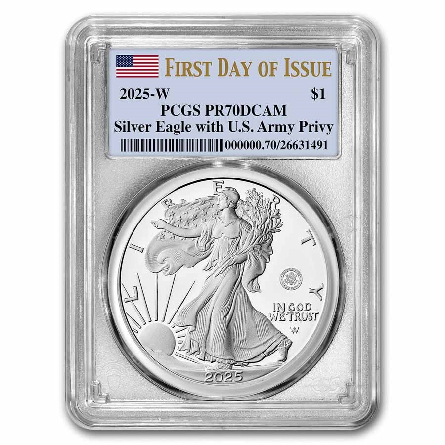2025-W 1 oz Proof Silver Eagle PR-70 PCGS (Army Privy, FDI)