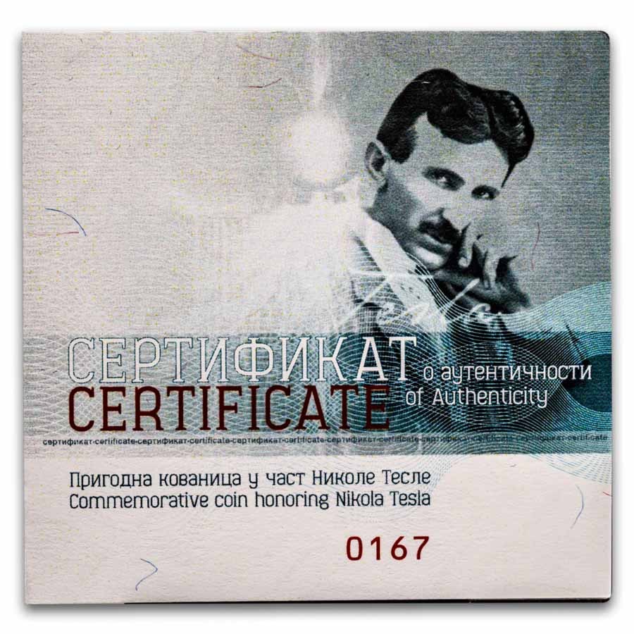 2025 Serbia 1 oz Proof Silver Tesla: Rotating Magnetic Field