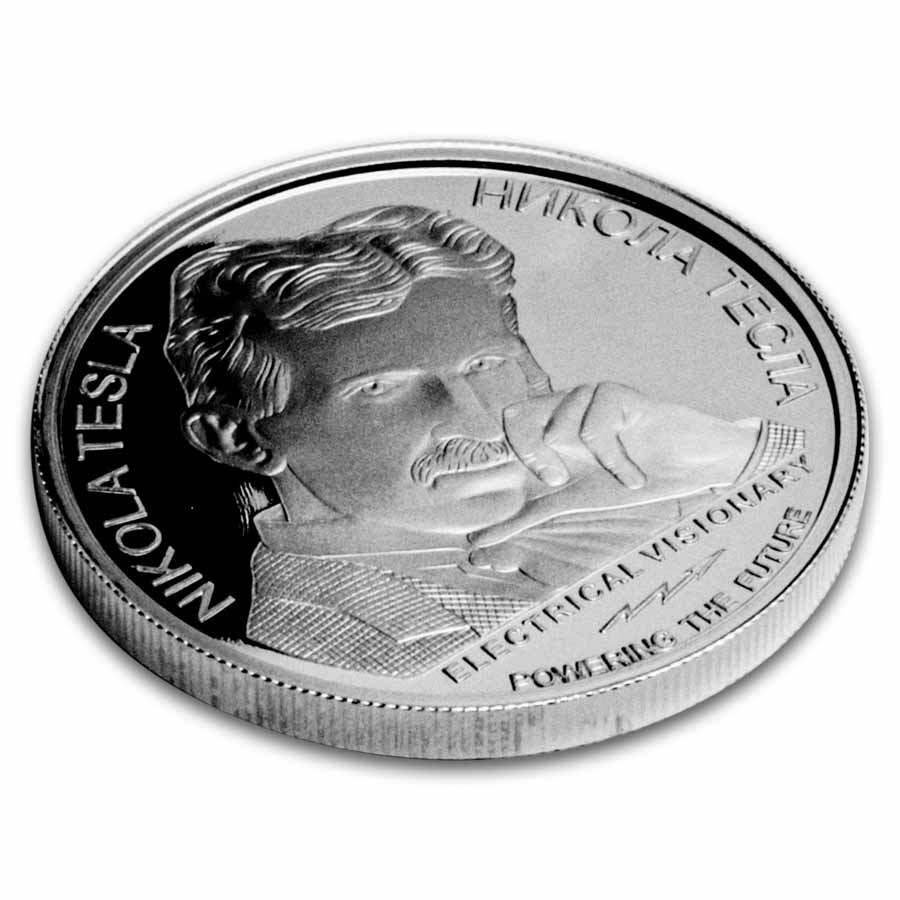 2025 Serbia 1 oz Ag Proof 100 Dinar Tesla: The Earthquake Machine