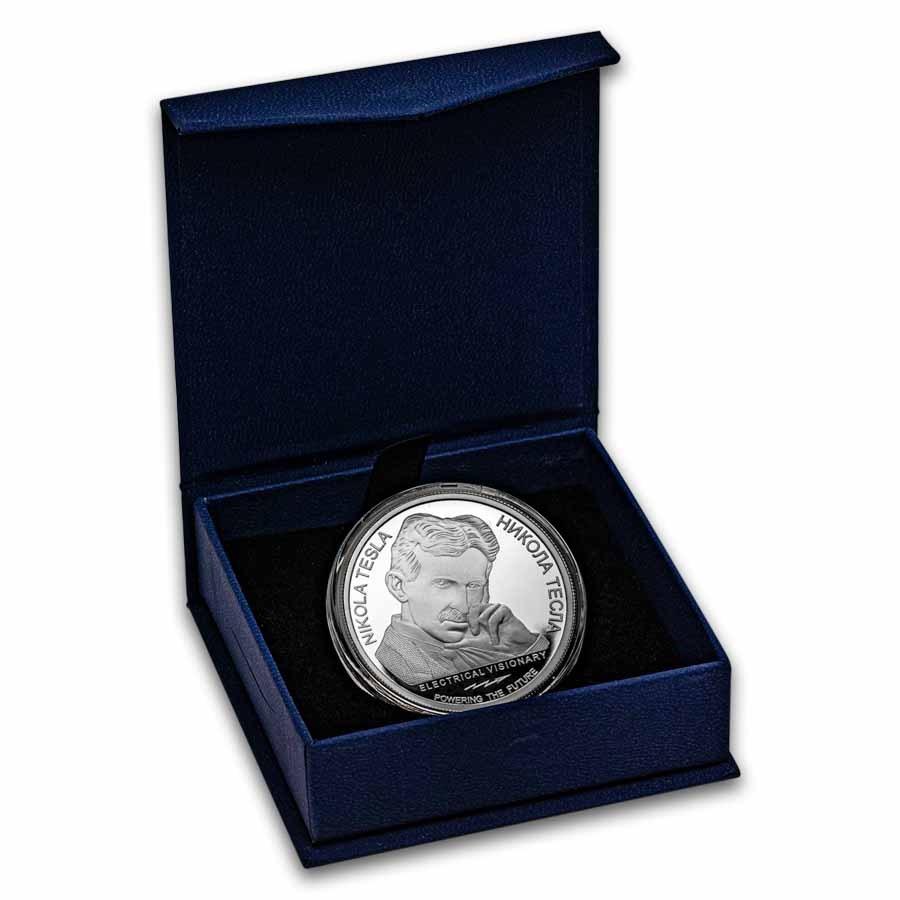 2025 Serbia 1 oz Ag Proof 100 Dinar Tesla: The Earthquake Machine