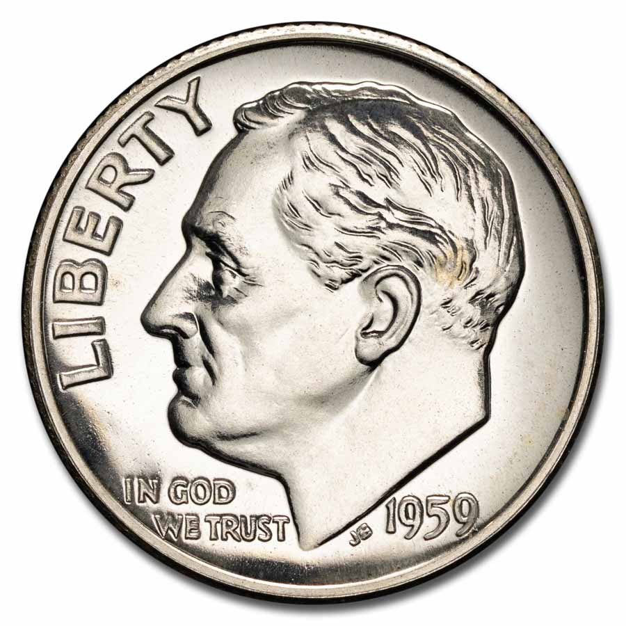1958 Roosevelt Dime 50-Coin Roll Proof