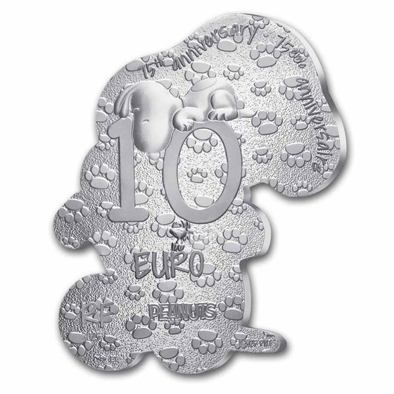2025 France €10 Silver Proof 75 Years of Peanuts Snoopy Shaped